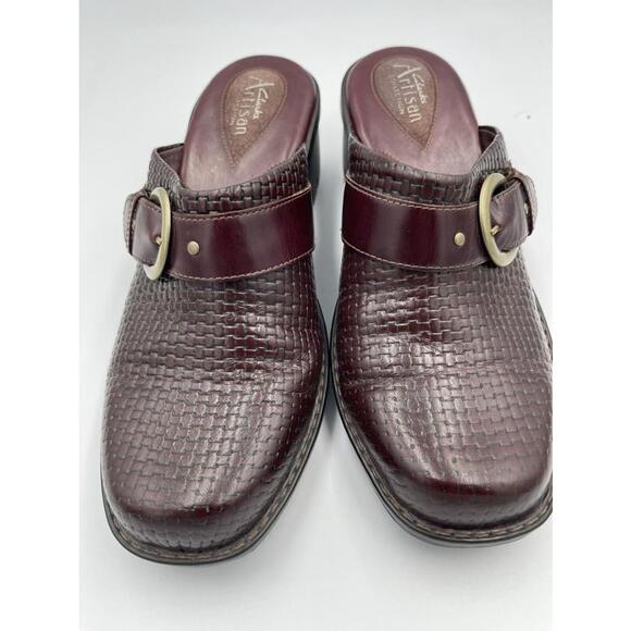 Clarks Artisan Collection Slip-on Mules Clogs 8.5 M Woven Dark Brown 2”Heel EUC - Picture 1 of 5